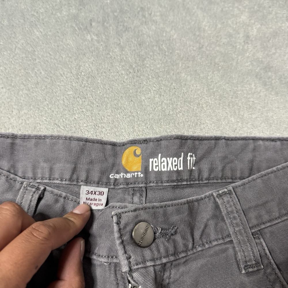 Carhartt‎ Carpenter Gray Workwear Pants Relaxed Fit Size 34x30 Skater Grunge - Picture 3 of 10